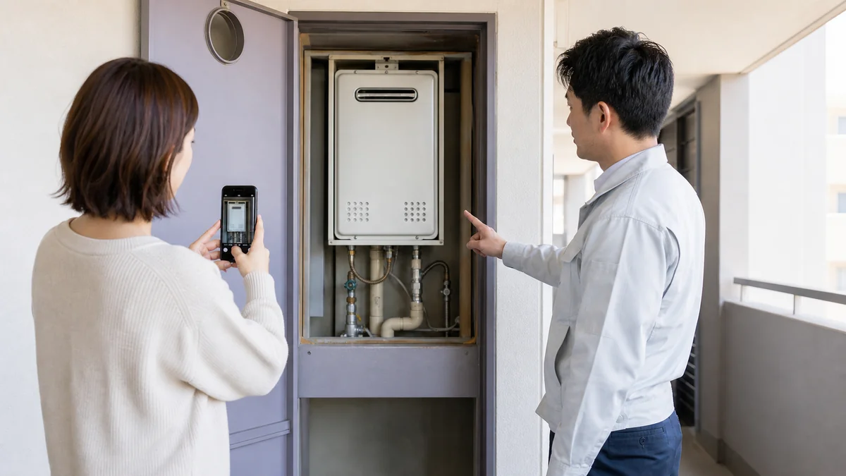 PS設置給湯器の設置・搬出条件を確認するイメージ